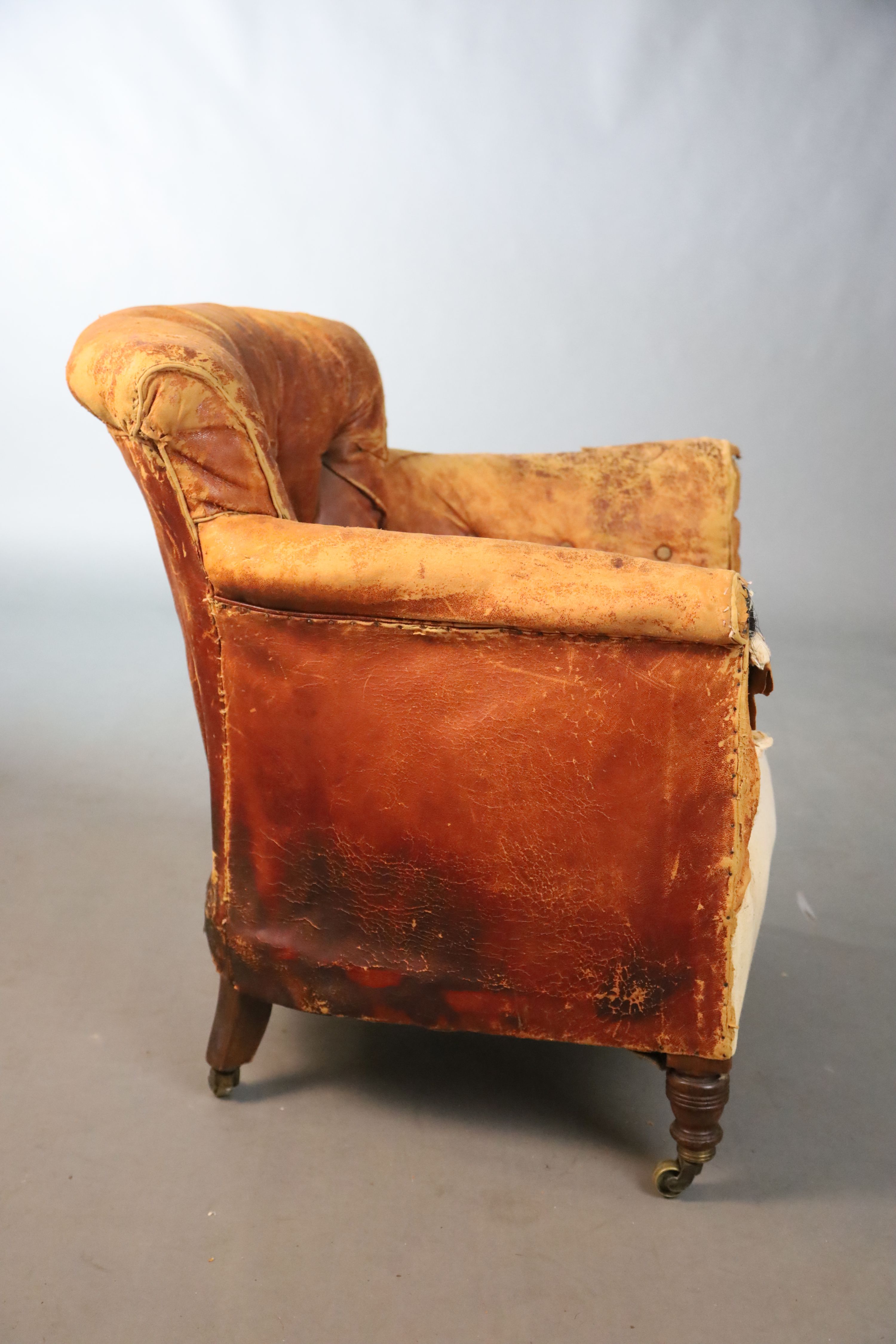 A Victorian walnut tub armchair, W.74cm D.68.5cm H.76.5cm